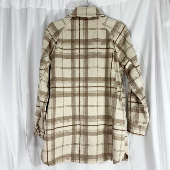 Knox Rose Womens M Oversized Shacket Jacket Brown Multi Plaid Brushed Flannel - Picture 4 of 4